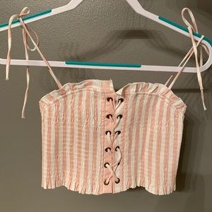 Pink and White Crop Top